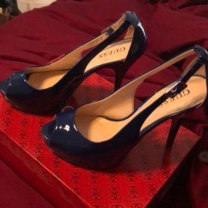 Guess high heels, hidden platform, open toe, Blue